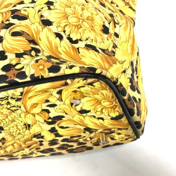 VERSACE vintage Leopard print leopard bag Backpack PVC/Leather yellow/Black main image 7